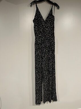 Kaileigh Black Jumpsuit with White Scatter Print